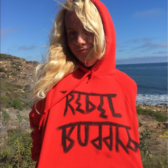 Rebel Buddha red hoodie black logo - Picture 2 of 5